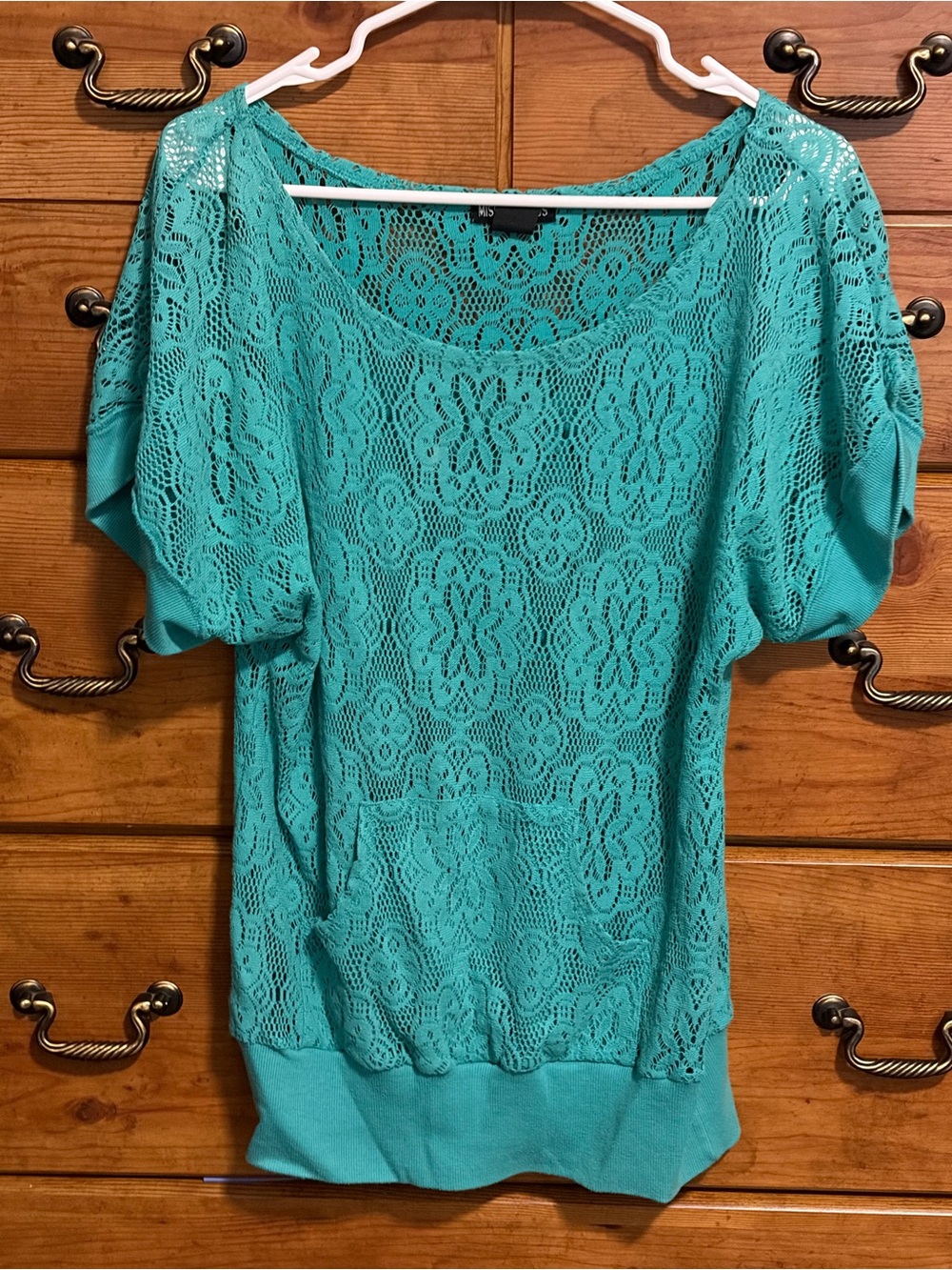 Miss Chievous Teal Lace Overlay Tunic